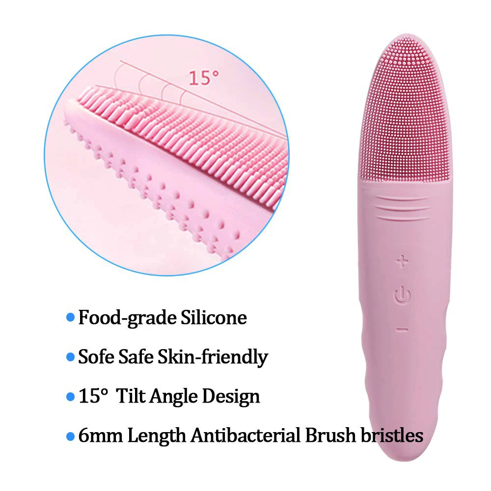rechargeable face massage double side brush makeup remover facial brush mini electric sonic silicone facial cleansing brush 2021