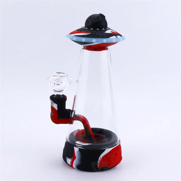 

UFO cute design silicone water smoking pipes weed tobacco bubbler dry herb blunt smoke bubbler glass bowl water pipes