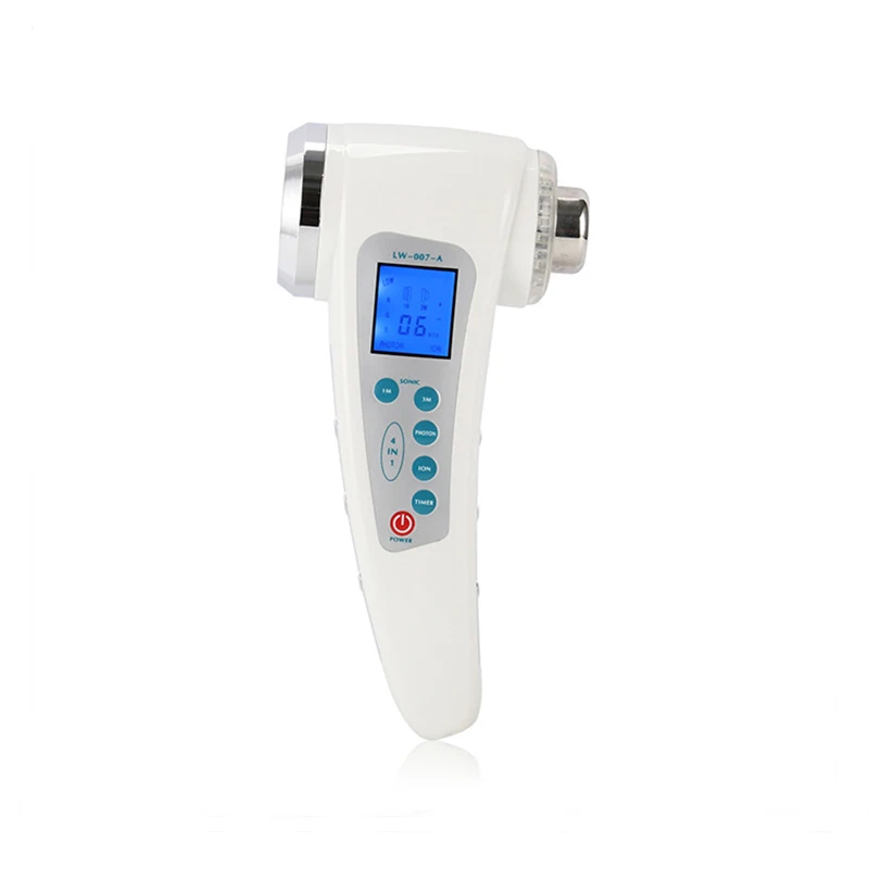 

4 IN 1 LCD Display Beauty Equipment 1MHZ Ultrasound+3MHZ Ultrasonic+Galvanic Ion +Led Photon Skin Rejuvenation Facial Massager