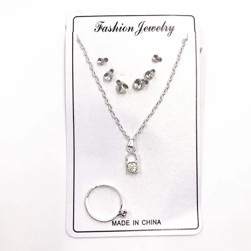 

PUSHI ladies rhinestone clavicle chain jewelry set earringsringnecklace small gift boxes for jewelry accessories for student