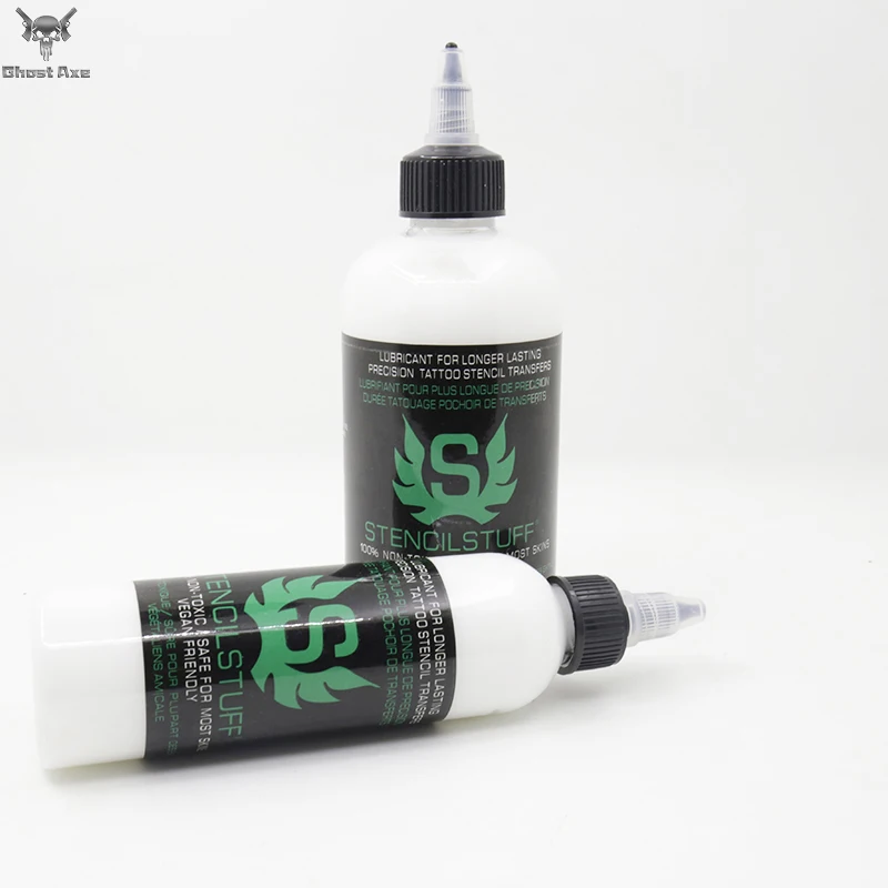 

Ghostaxe 120/250ML Professional Stencil Stuff Longer Lasting gel non-toxic Transfer Formula 4oz/8oz Tattoo Ink Beauty Tool, Whiet/green/transparent/any color