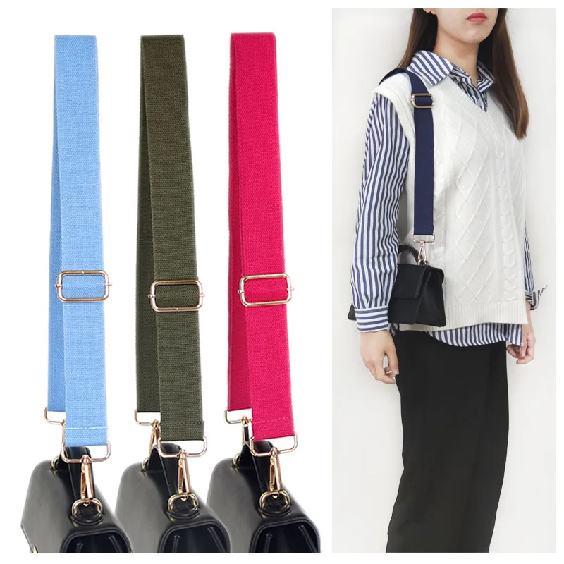 

MeeTee B-X021 3.8cm Bag Accessories Pure Color Canvas Cotton Belt Adjustable Slung Long Shoulder Strap