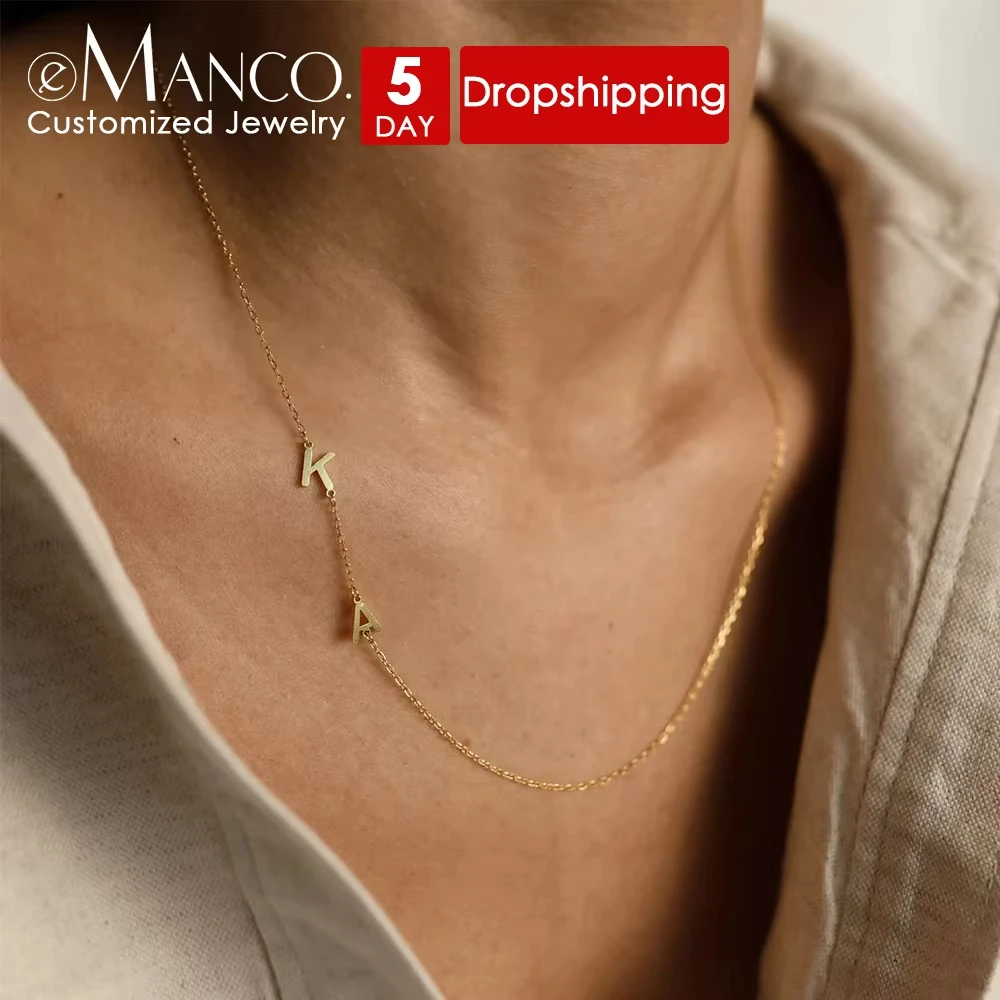 EManco 2025 Drop Shipping Pendant Choker Charm Name Necklace 26 Letter Patchwork Custom Letter Name Necklace Women Fine Jewelry