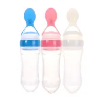 

90ml Infant Rice Paste Feeding Spoon Silicone Fresh Food Cereal Squeeze Feeder Bottle For Baby