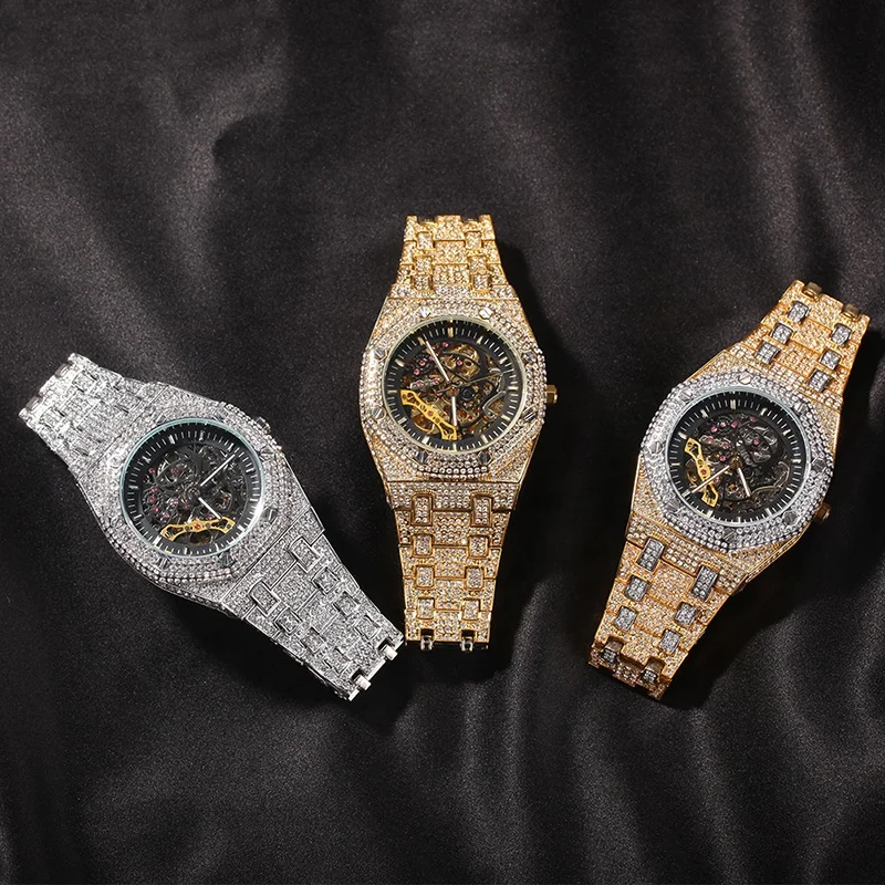

Adelante AB220023 Switzerland Movement Stainless Steel Luxury Waterproof Iced Out Diamond Wristwatch Watch for Men Women, Multi