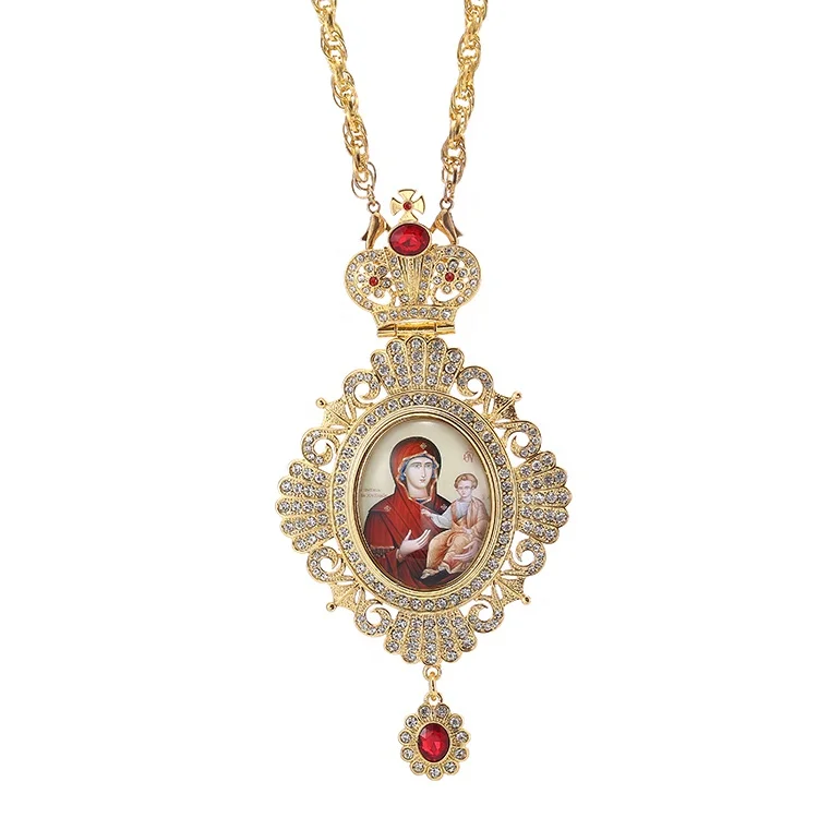 

Cross clergyman wears high quality crucified Jesus Medallion Pendant Necklace with gold plating, Picture