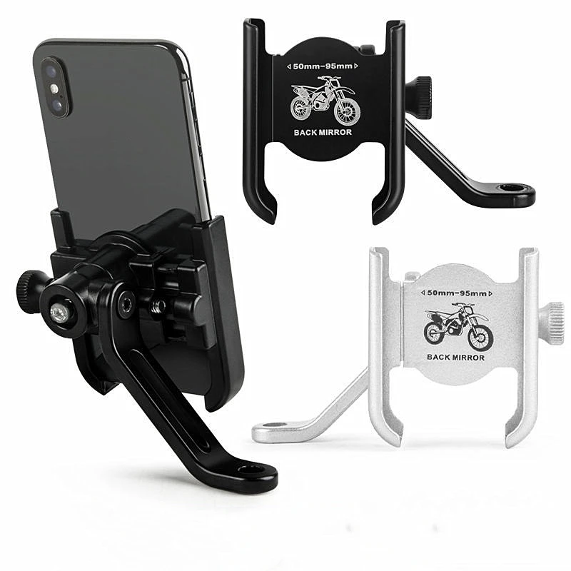 

Motorcycle Bicycle Phone Holder Stand Mount Universal Bike Phone Holder Aluminum Alloy Bracket Phone Holder, Black, white