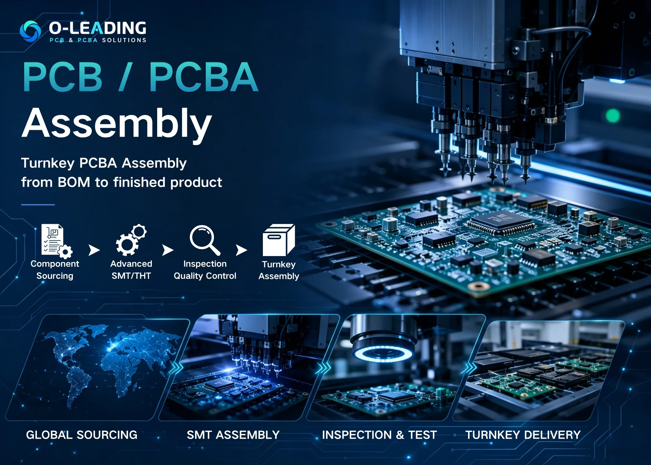 PCBA assembly: automated SMT placement and turnkey line