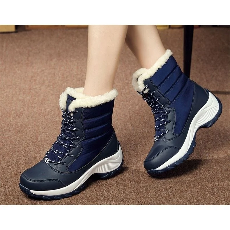 

Wholesale women's long artificial fur boots, with color fur headband and bag
