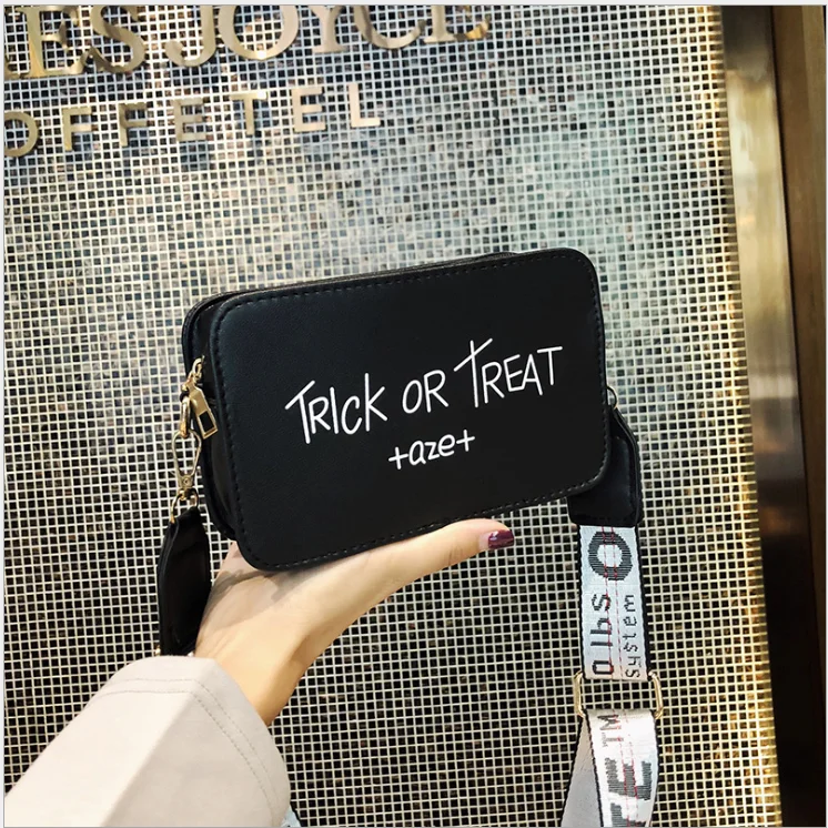 

factory wholesale fashion trendy female small square bag pu waterproof messenger letter printing one-shoulder handbag, Multi