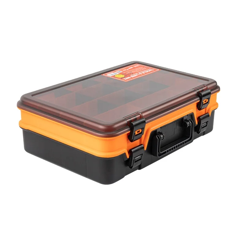 

1101 Fishing Box Custom compartments Fishing Accessories lure Hook Box Storage Double Sided High Strength Fishing Tackle Box, Orange