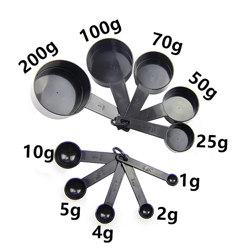 10X For Baking Coffee Black Plastic Measuring Spoons-Cups Kits-Set Tablespo Hot 