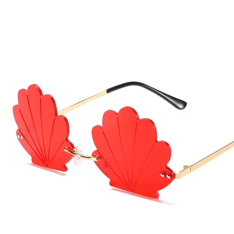 

2021 New Rimless Sunglasses Female Flower Sunglasses Metal Frame Personality Ocean Piece Colorful Sunglasses Cross-border Women