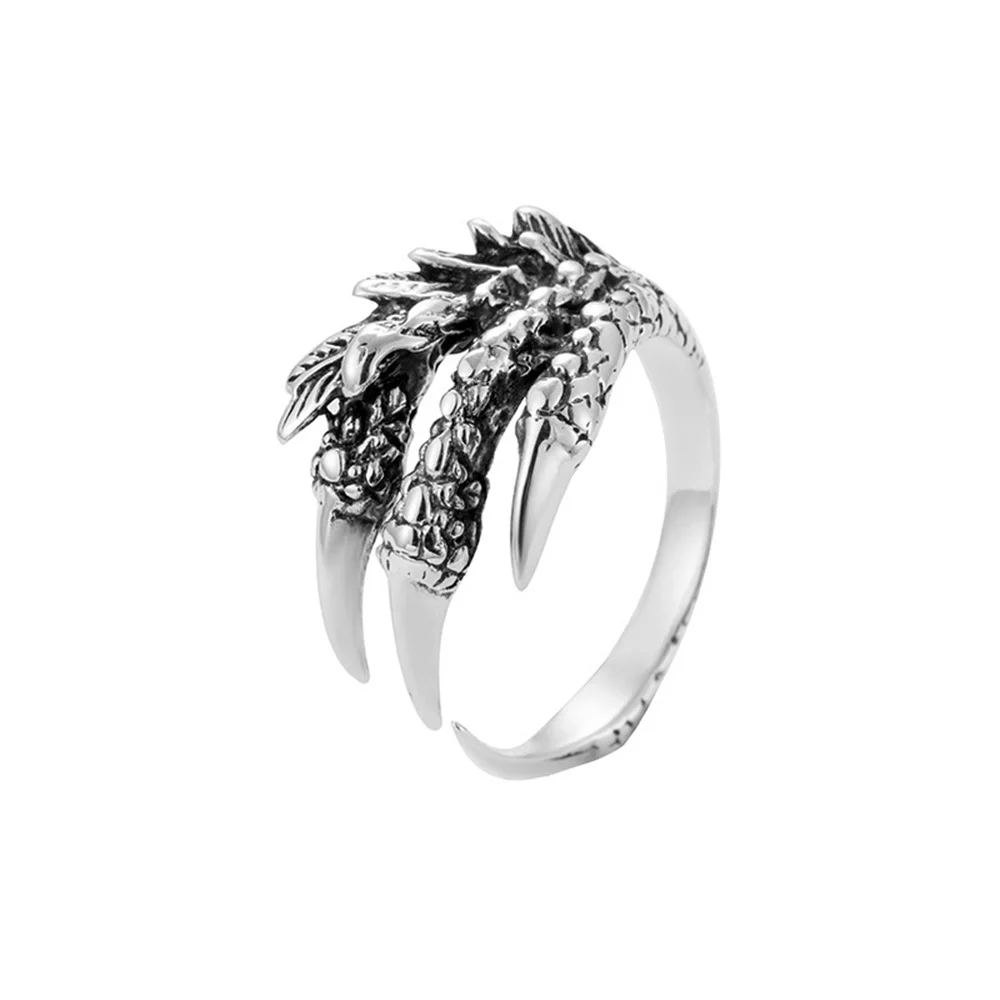 

Real 925 Silver Claw Rings For Men Women Dragon Claws Shaped Resizable Fine Jewelry