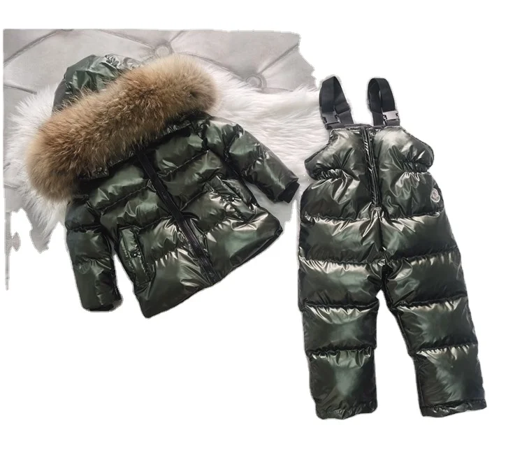 

2021 Winter clothes girls warm coats overalls pants 2 pcs Children wear baby boys Christmas gift sets down jacket trousers suit, Picture shows