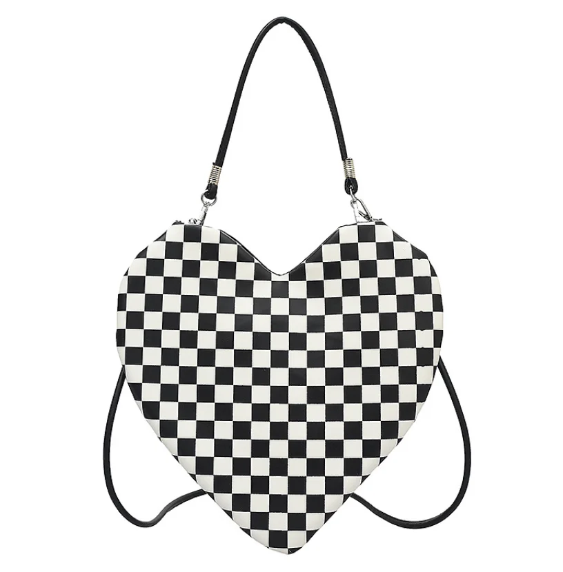

Classic Black And White Checkered Bag For Women Summer 2021 New Fashion Heart-shaped One-shoulder Armpit Bag YGC-363
