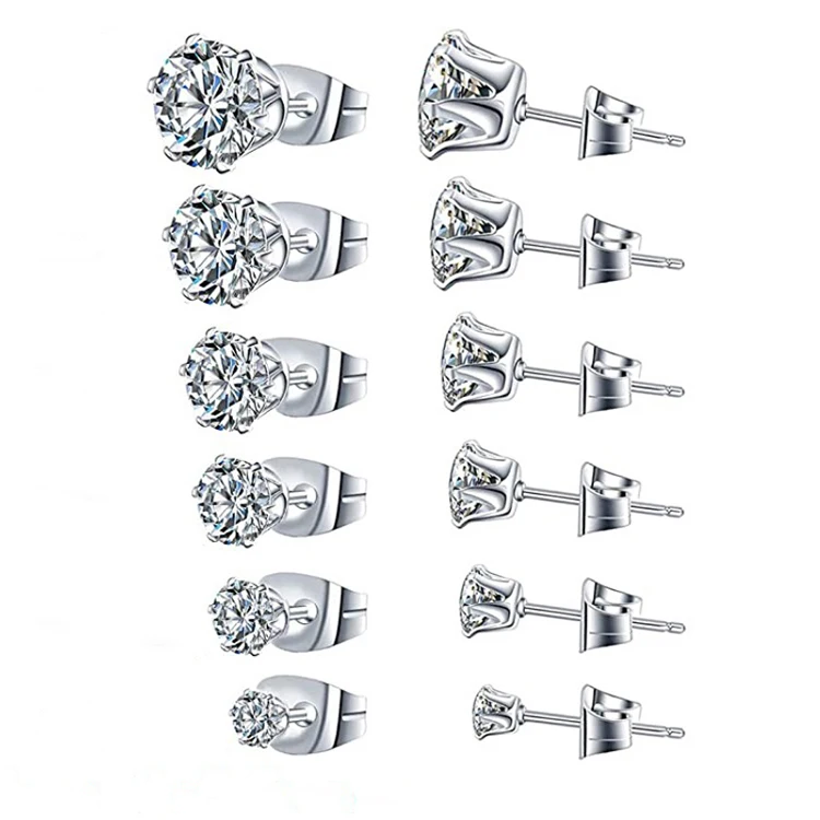 

CAOSHI Fashion Jewelry Daily Casual Moissanite Earrings Simple Silver Plated Solitaire Diamond Stud Earrings for Men Women