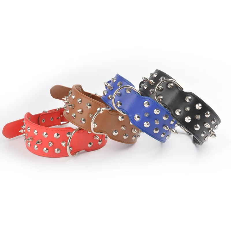 

Punk Style Spiked Studded Rivet PU Leather Dog Anti-Bite Collar Adjustable Pet Collars Puppy Neck Strap, As same picture
