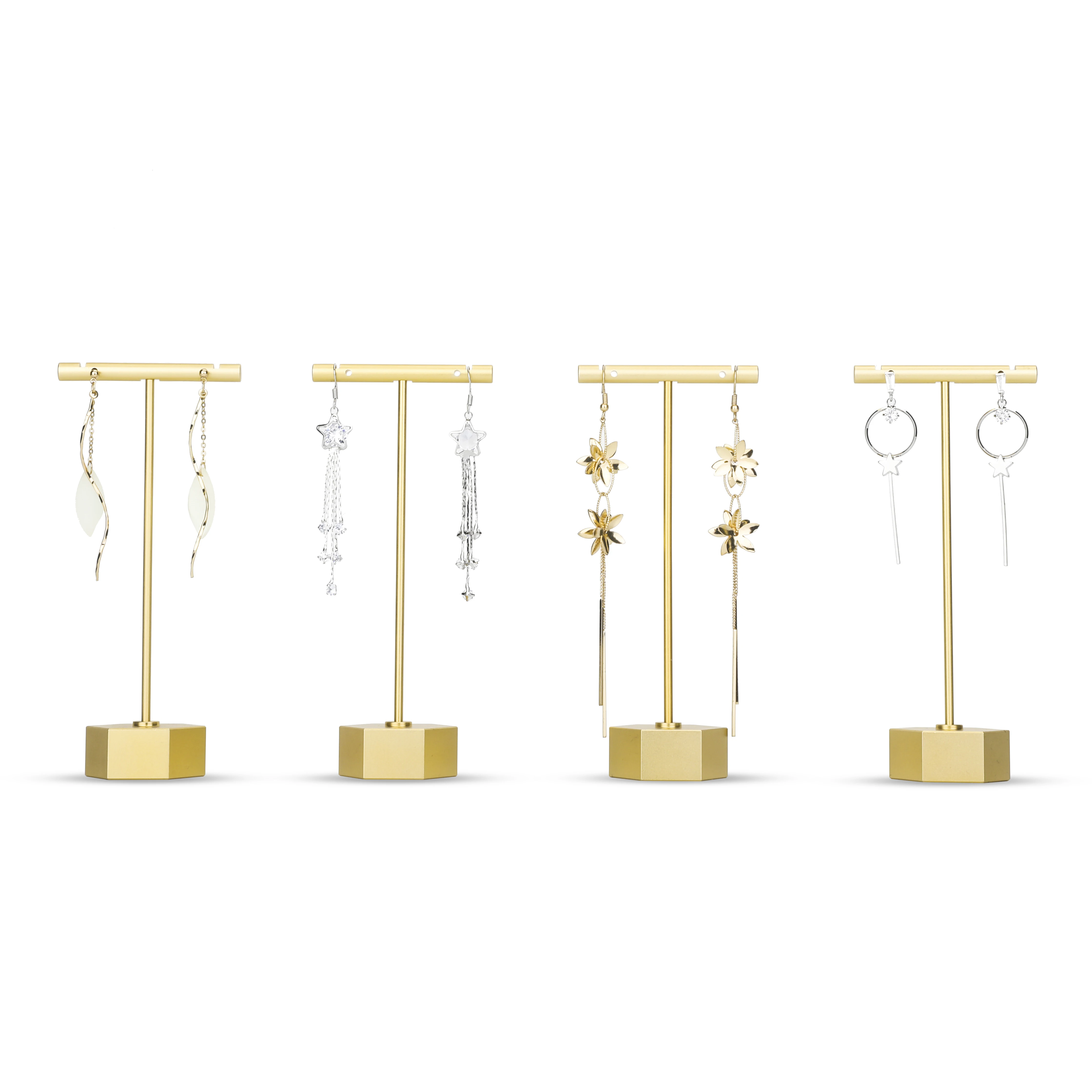 

Gold Stud Earring Stand Display for Earring, T Bar Metal Counter Hanging Gold Earring Display Stand for Sale