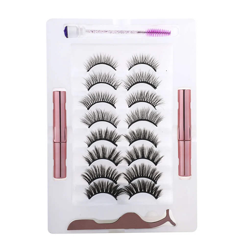

Natural Long vegan Customized 3D magnetic lashes private label With Free design magnetic eyelash with eyeliner lashes, Black color