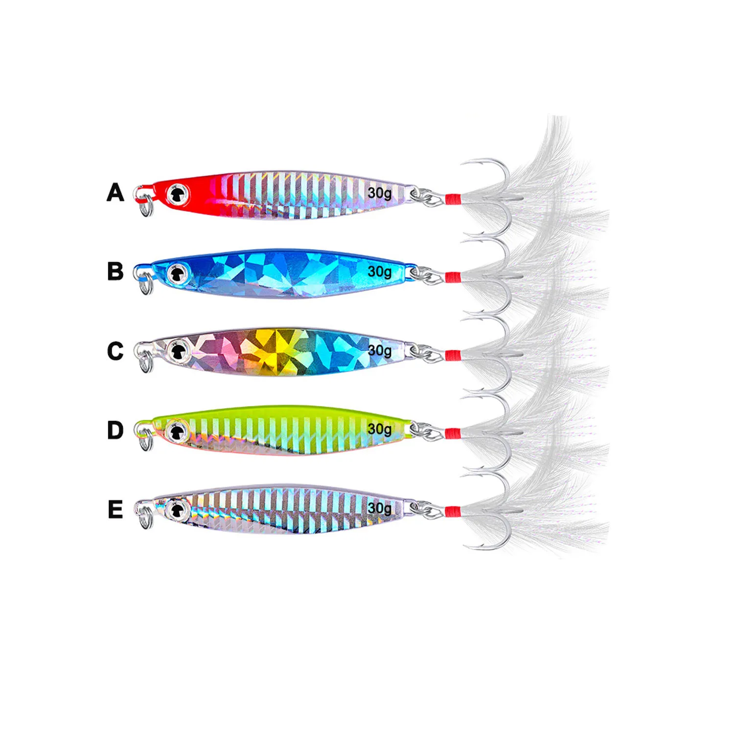 

Metal Cast Jig Spoon 10g/21g/30g Shore Casting Jigging Lead Fish Sea Bass Fishing Lure Artificial Bait Tackle, 5 colors