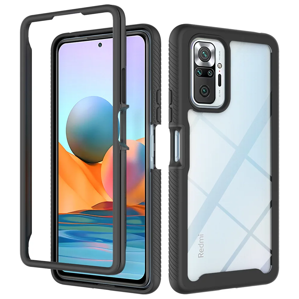 

360 Degree Full Body Shockproof Bumper Clear Back Cover Protection Case for redmi Note 10 Pro