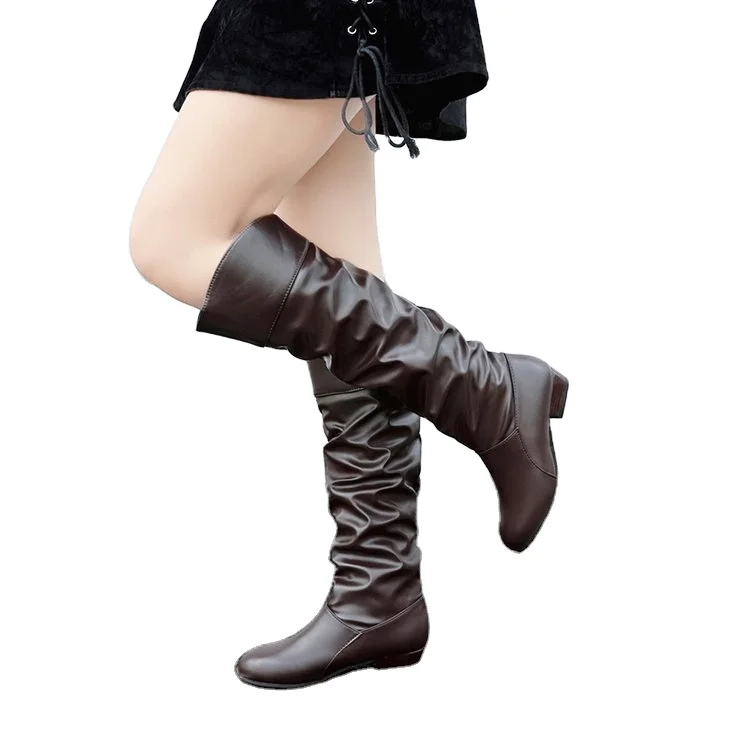 

2020 Fashion plus size new high top knight boots women long boots thigh high boots, Black