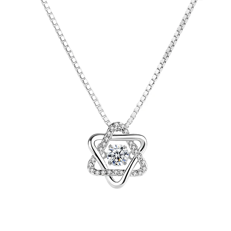 Wholesale New Fashion Jewelry Chain 925 Silver Six-pointed Star Zircon Necklace for Women
