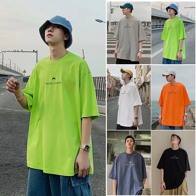 

Hip-Hop Oversized Drop Shoulder Street Style T shirt For Man, Picture showed