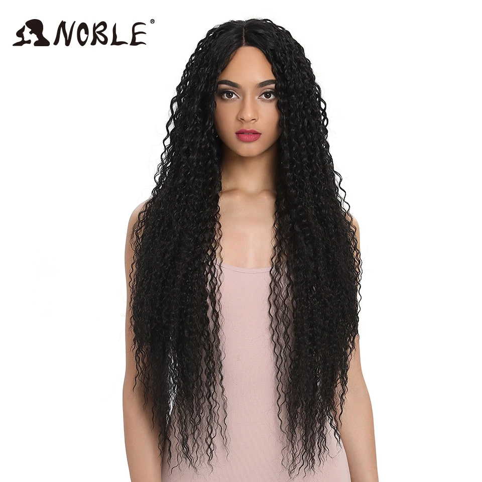 

Noble long 34 inches kinky curly hair with natural heat resistant synthetic fiber swiss lace front wigs lace front wigs, Custom-made