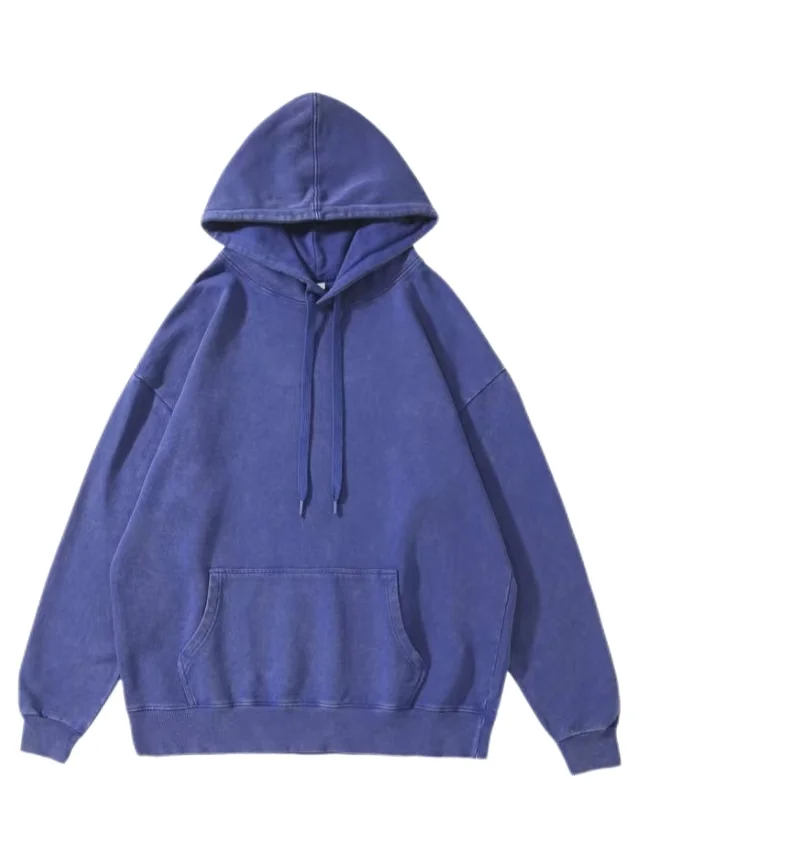 Wholesale Custom Logo Men's Hoodie Pullover 100% Organic Cotton Plain Hoodie Mens Vintage Heavyweight Blank