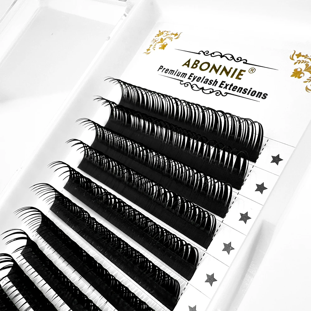 

Abonnie Wholesale C D CC DD Curl Black Color Wet Look Lashes Natural Curling Wet lashes Extensions