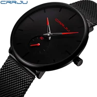

CRRJU 2150 New Style Fashion Mens Luxury Quartz Watches Casual Mesh Steel Strap Waterproof Sport Watch