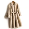 winter fashion popular women's mid-length wool overcoat with belt