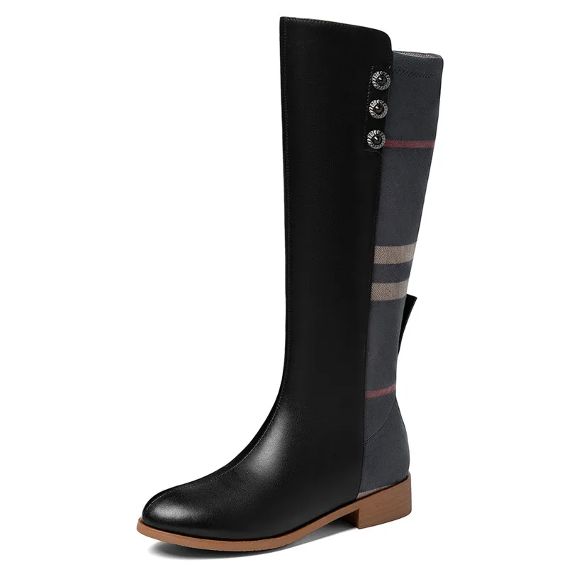 

Autumn Winter New Fashion Selling Women Knight Boots Genuine Leather Suede Round Toe Long Boots Buttons Zipper Handmade Ms Shoes