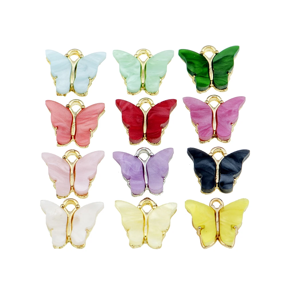 

2020 wholesale DIY colorful Butterfly Pendant Charms for necklace earrings jewelry