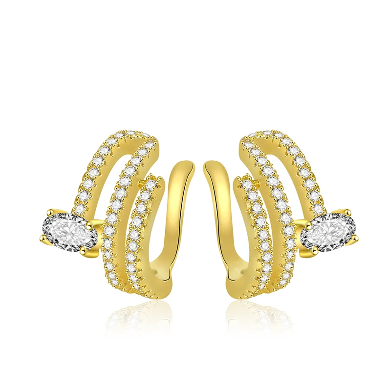 

Korea Adjustable Golden Ear Bone Clip Copper Plated 18K Gold Zircon Earrings Girl Cuff Earrings, Gold color