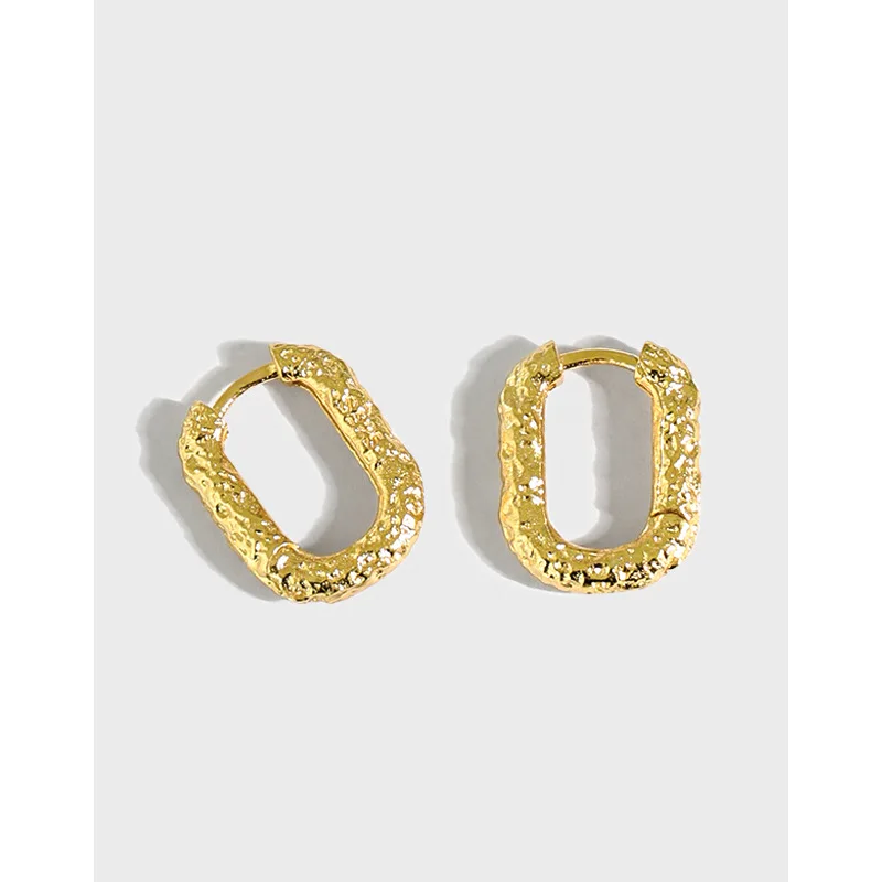 

Fine Jewelry Earrings 925 Sterling Silver Earrings Niche Oval Circle Texture Earrings Women
