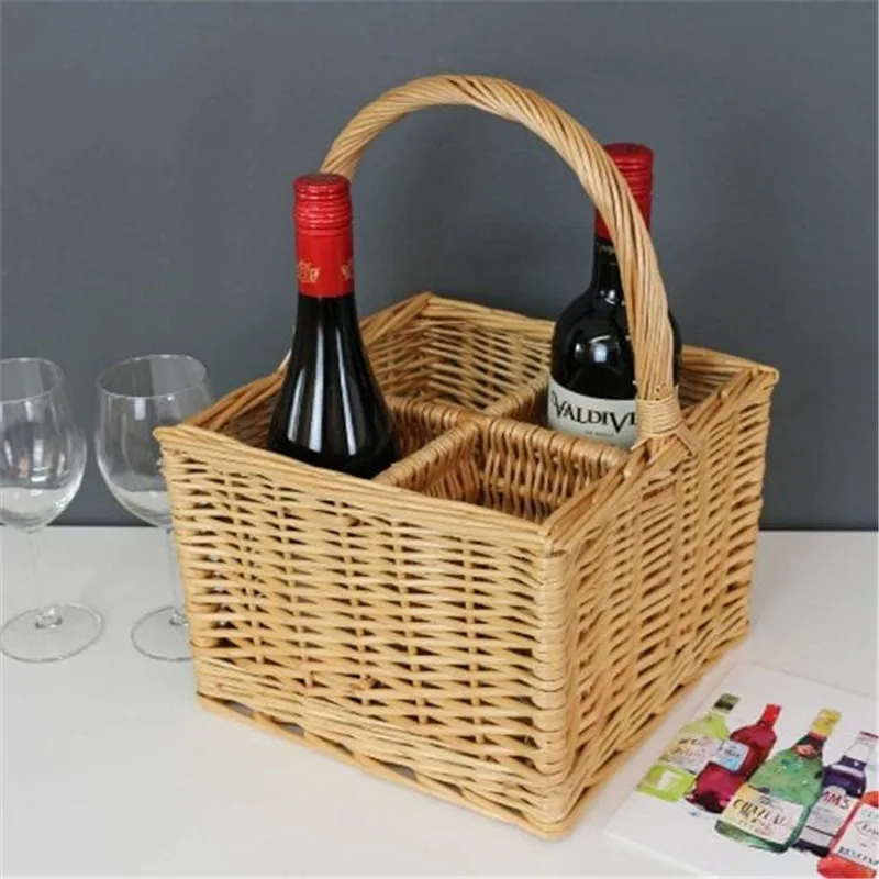 wicker wine carrier basket