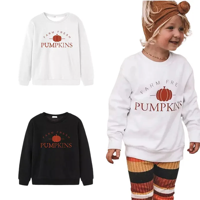 

Newest Free Shipping Kids Halloween Pumpkin Oversized Sweatshirt Girls Printed Pullover for Toddler Baby, Black and white
