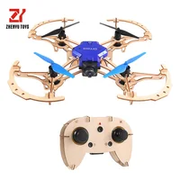 

2019 ZY trendy 2.4g handmade mini RC DIY wood drone kit for kids