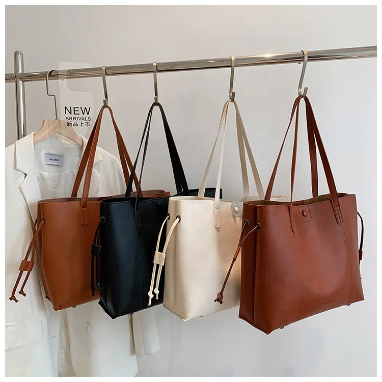 

Wholesale waterproof large capacity woman's leather shoulder bag shopping tote bag