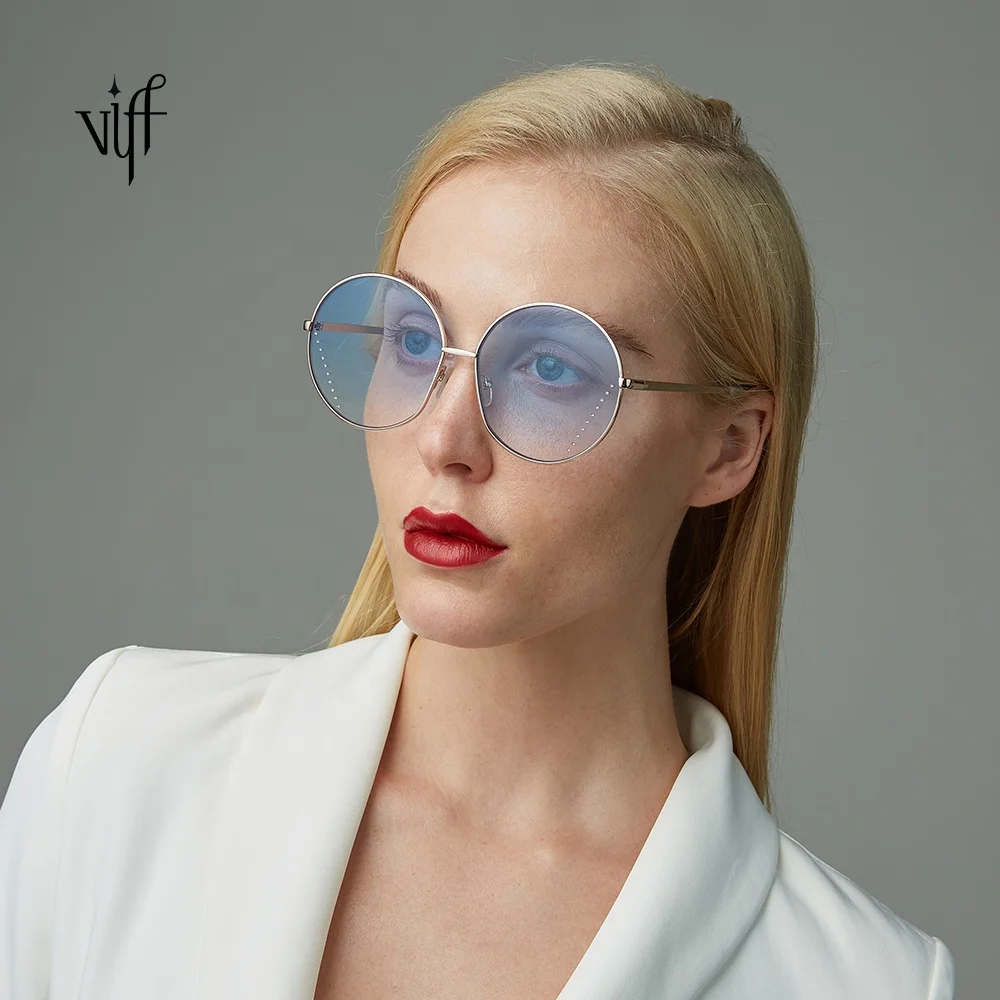 

VIFF HM19244 Bling Crystal Sunglasses Wholesale Fashion Titanium Eyeglasses Frames Optical Frames Glasses Round Sunglasses