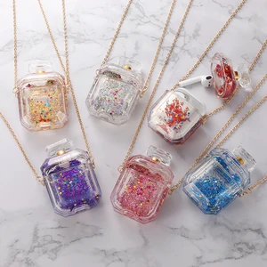 Glitter Liquid Quicksand Airpods Case Shoulder Chain