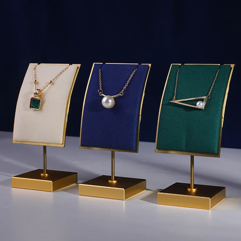 

Square base metal frame microfiber jewelry card display rack pendant necklace display stand jewelry display stand, Red,white,black,brown,green,purple