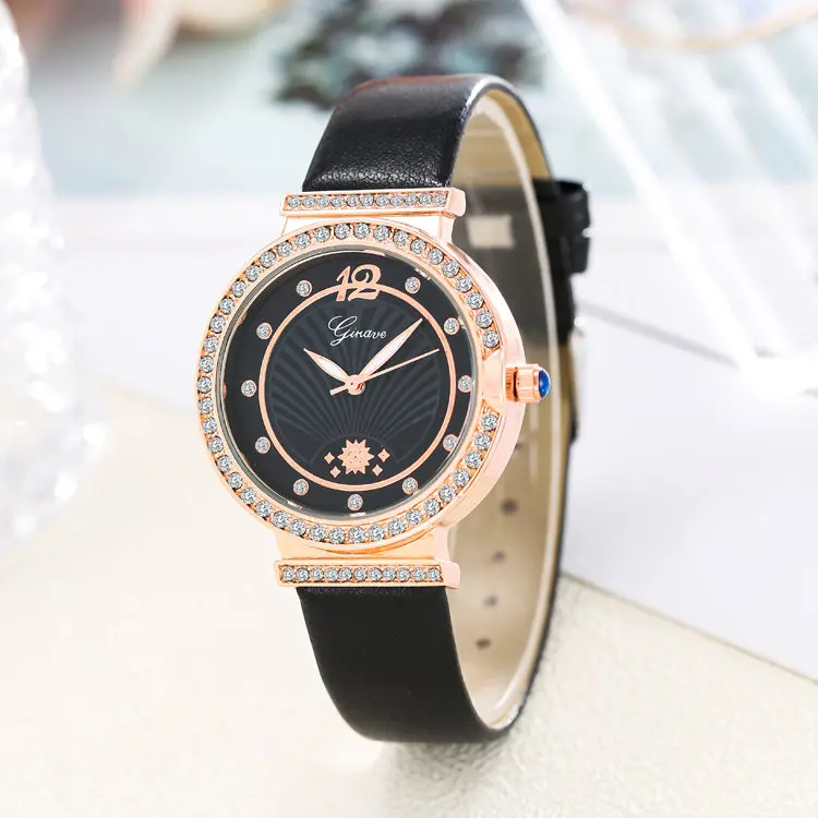 

Exquisite and simple style ladies watch fashion leather quartz watch ladies elegant casual round dial analog watch