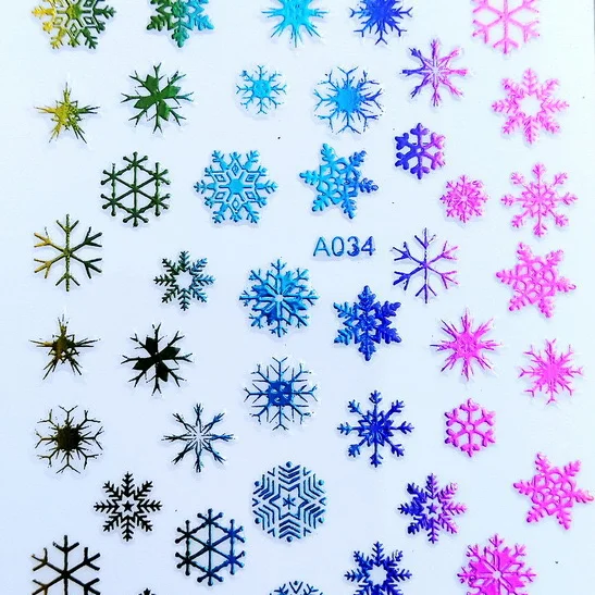 

New Arrival Popular Wholesale Christmas Tree Snowflakes Snowman Design Nail Art Decoration Nail Decals Nail Stickers, Colorful