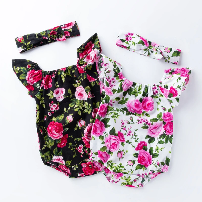 

Newborn baby and toddlers clothes ruffler Floral Baby Romper