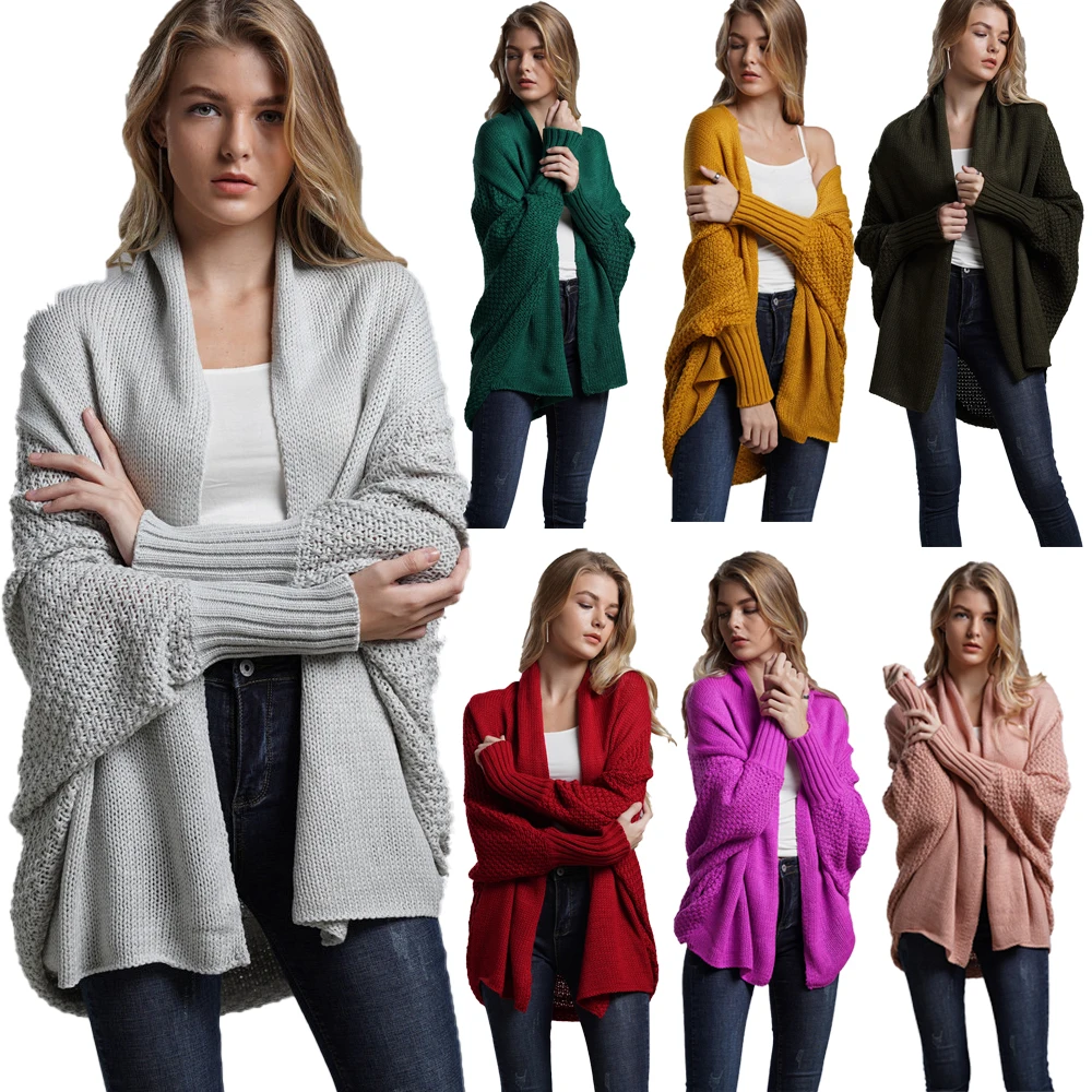 

LX1240 New Style Women's Cardigan Sweater Batwing Sleeves Cardigan Oversize 100% Acrylic Cardigan Coat