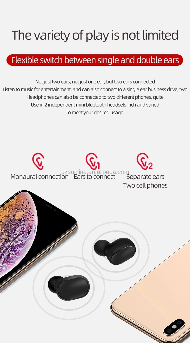 SUNLINE 1:1 A6S wireless earbuds for red xiaomi airdots DSP Active Noise Cancellation Wireless 5.0 airdots 4-5 hour play time - ANKUX.COM